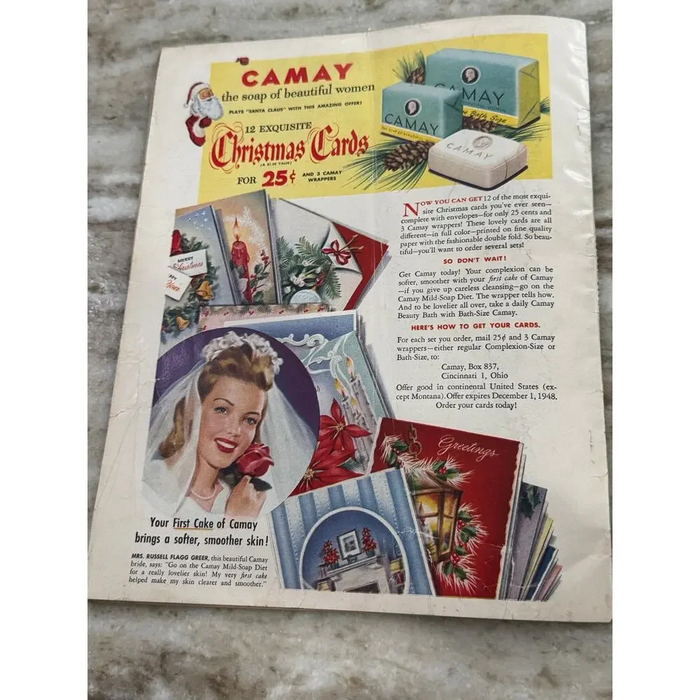 Vtg Screen Stories Magazine Dec. 1948 Ingrid Bergman Ads Fashion +